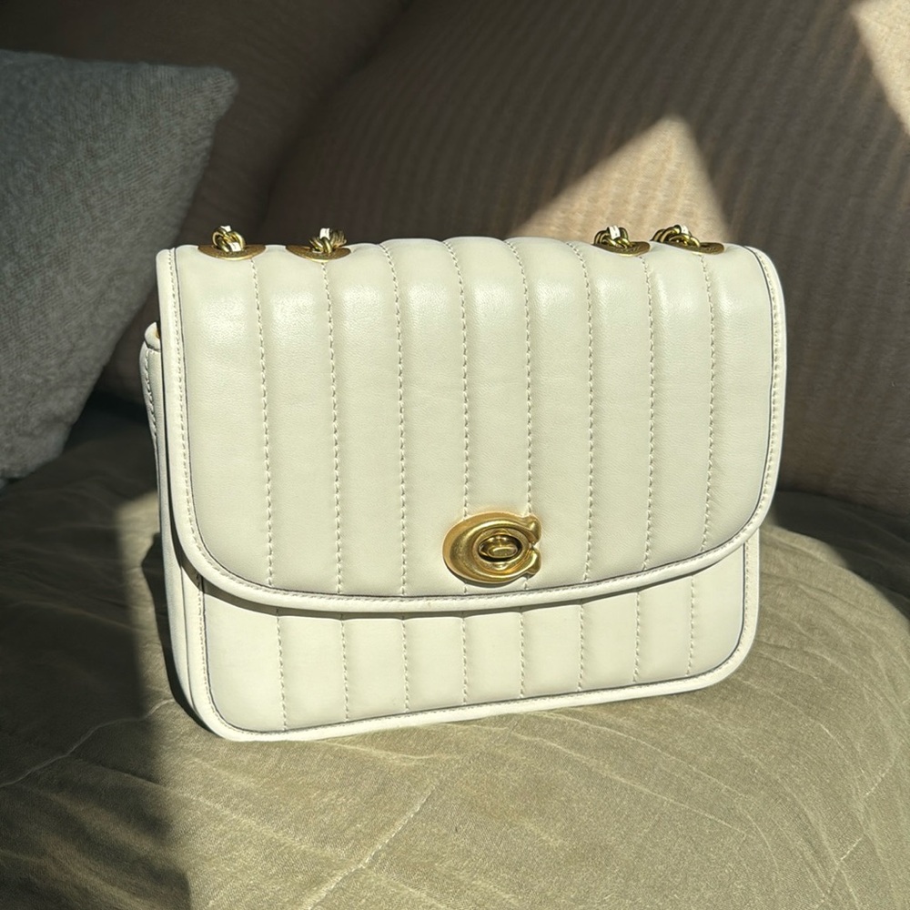 Coach Madison Women's Quilted Shoulder Bag Crossbody Chalk 4684